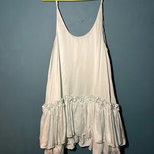 Selkie 100% Silk Aquamarine Ruffled Sleeveless Mini Dress